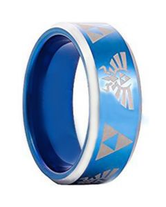 COI Tungsten Carbide Blue Silver Legend of Zelda Ring-TG3396AA