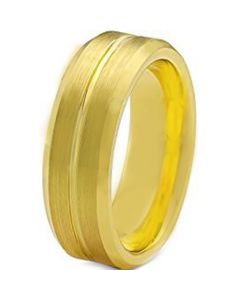 COI Gold Tone Tungsten Carbide Center Groove Ring - TG129AA