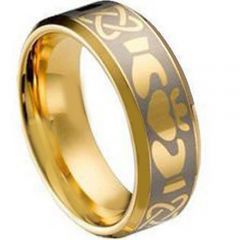 COI Gold Tone Tungsten Carbide Mo Anam Cara Celtic Ring-TG1495