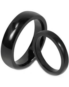 *COI Black Tungsten Carbide Dome Court Ring - TG1619