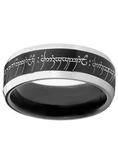 **COI Titanium Black Silver Beveled Edges Lord of the Ring  1629