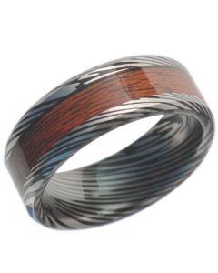 COI Black Tungsten Carbide Damascus Wood Ring-TG1838AA