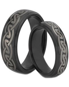 COI Black Tungsten Carbide Celtic Step Edges Ring - TG2129