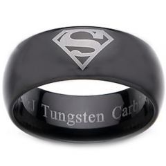 **COI Black Tungsten Carbide Superman Dome Court Ring - TG2277