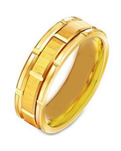 *COI Gold Tone Tungsten Carbide Brick Pattern Ring-TG231B