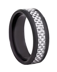 COI Black Tungsten Carbide Ring With Carbon Fiber-TG2288