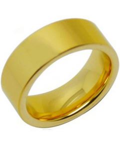 **COI Gold Tone Tungsten Carbide Polished Shiny Pipe Cut Flat Ring - TG288AA