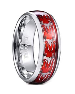 COI Tungsten Carbide Silver Red Spiderman Ring-TG2901