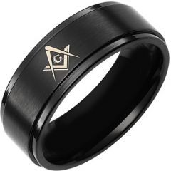 *COI Black Titanium Masonic Step Edges Ring - JT2982