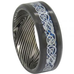 COI Black Tungsten Carbide Damascus Dragon Ring - TG1819AA