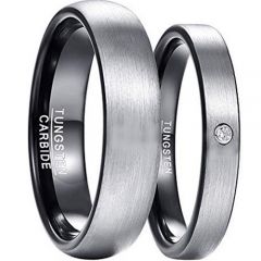 COI Tungsten Carbide Black Silver Dome Court Ring - TG3291