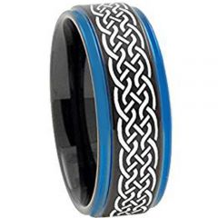 COI Tungsten Carbide Black Blue Celtic Ring-TG3400