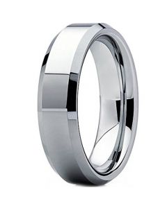 COI Tungsten Carbide Polished Shiny Beveled Edges Ring - TG3427