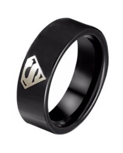*COI Black Tungsten Carbide Super Man Ring - TG798AA