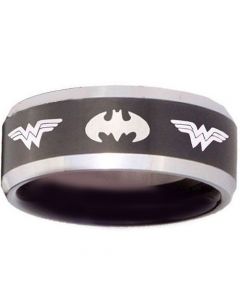 **COI Tungsten Carbide Bat Man & Wonder Women Ring - TG3683