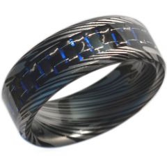 COI Black Titanium Damascus Ring With Carbon Fiber-JT3693