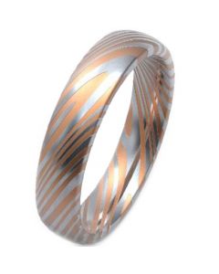 COI Tungsten Carbide Rose Silver Damascus Ring - TG3752