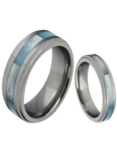 COI Titanium Abalone Shell Step Edges Ring - JT3858