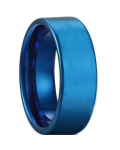 COI Blue Tungsten Carbide Pipe Cut Flat Ring - TG2986A
