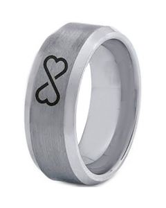 *COI Tungsten Carbide Infinity Heart Beveled Edges Ring-4003