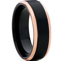*COI Tungsten Carbide Black Rose Step Edges Ring - TG4102
