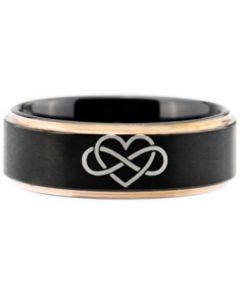 *COI Tungsten Carbide Black Rose Infinity Heart Ring-TG4115B
