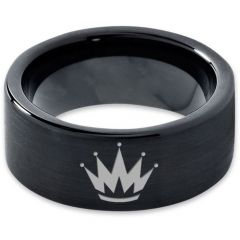 *COI Black Tungsten Carbide King Crown Pipe Cut Ring-4606