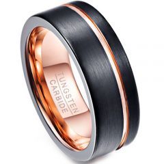 COI Tungsten Carbide Black Rose Offset Groove Ring - TG4691