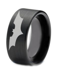 *COI Black Titanium Batman Pipe Cut Flat Ring - JT4045