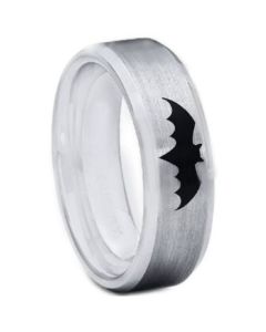 *COI Tungsten Carbide Batman Beveled Edges Ring-TG5001