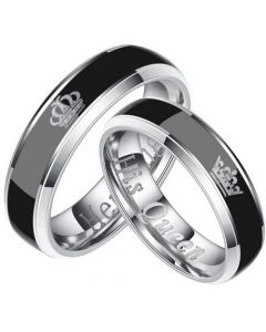 **COI Tungsten Carbide King Queen Crown Ring - TG2094