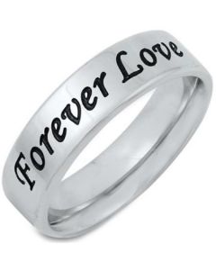 COI Tungsten Carbide Forever Love Pipe Cut Flat Ring-5251