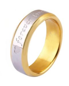 COI Tungsten Carbide Gold Silver Forever Love Heart Ring-TG5253