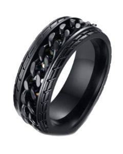 *COI Black Titanium Tire Tread Wedding Band Ring-5262