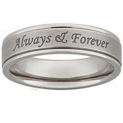 COI Tungsten Carbide Always & Forever Double Groove Ring-5421