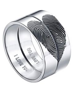 COI Tungsten Carbide Custom Hearts Fingerprint Pipe Cut Ring-5431