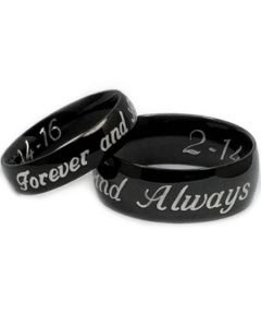 COI Black Tungsten Carbide Forever and Always Dome Court Ring-5444