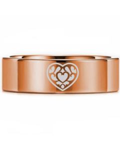 *COI Rose Tungsten Carbide Zelda Heart Pipe Cut Flat Ring-5450