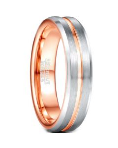 COI Tungsten Carbide Rose Silver Center Groove Ring-5484
