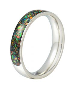 COI Tungsten Carbide Crushed Opal Dome Court Ring-5793