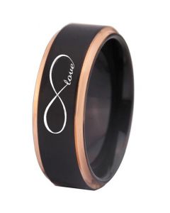**COI Tungsten Carbide Black Rose Infinity Love Step Edges Ring-5858