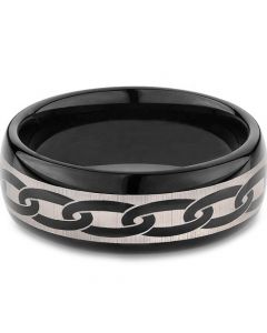 COI Black Tungsten Carbide Celtic Beveled Edges Ring-5860