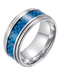 **COI Titanium Ring With Black/Blue Carbon Fiber-5894