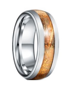 *COI Tungsten Carbide Dome Court Ring With Wood-5944