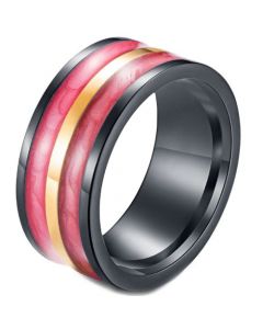 *COI Titanium Black Red Yellow Resin Pipe Cut Flat Ring-5965