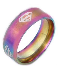 *COI Tungsten Carbide Rainbow Pride Super Man Dome Court Ring-6001