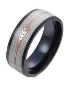 *COI Titanium Black/Blue/Gold Tone/Silver Meteorite Ring With Arrows-6848