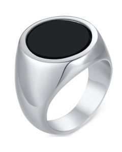 **COI Titanium Black Silver Signet Ring-6855