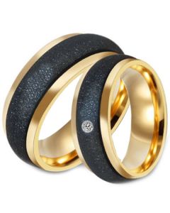 *COI Titanium Black Gold Tone Sandblasted Ring-6889