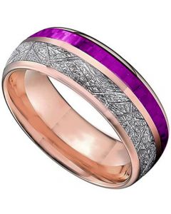 **COI Rose Titanium Purple Ceramic & Meteorite Dome Court Ring-7049